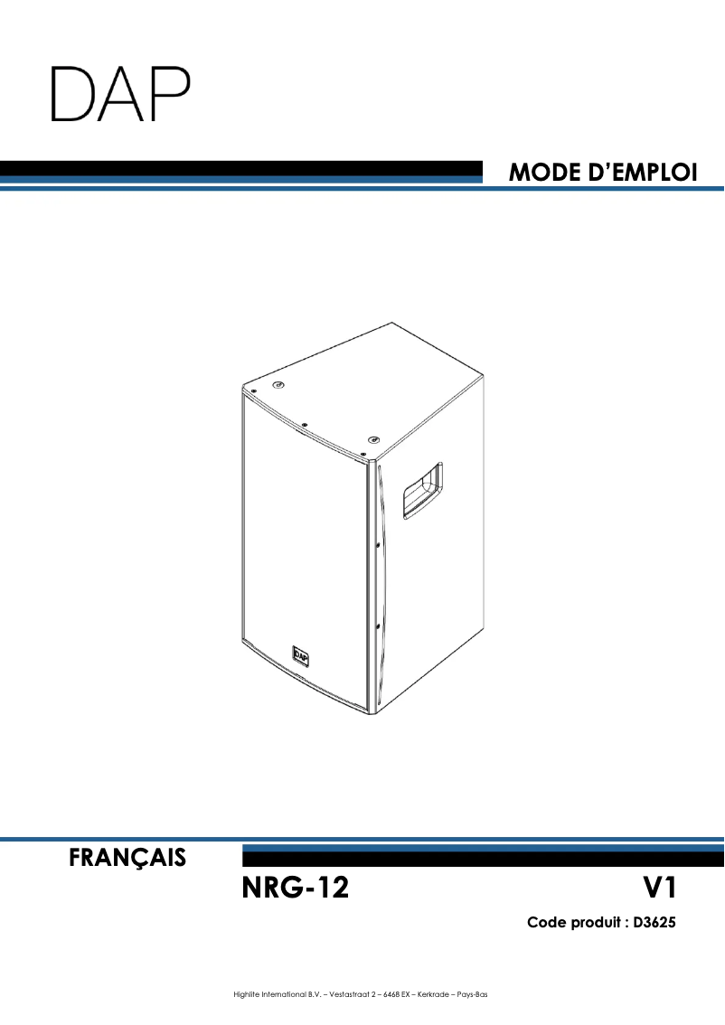 Page 1 de la notice Manuel utilisateur DAP-Audio NRG-12