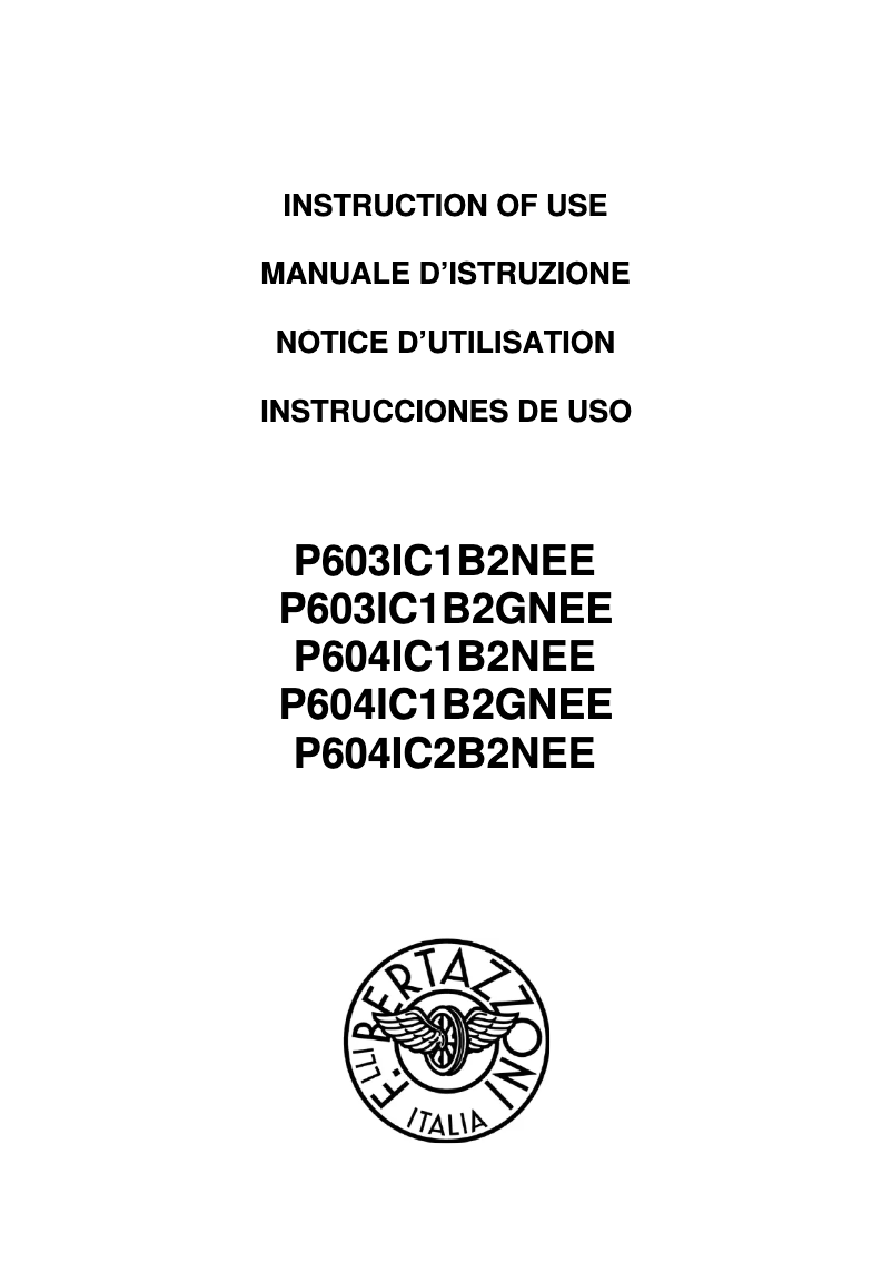 Page 1 de la notice Manuel utilisateur Bertazzoni P604IC1B2NEE