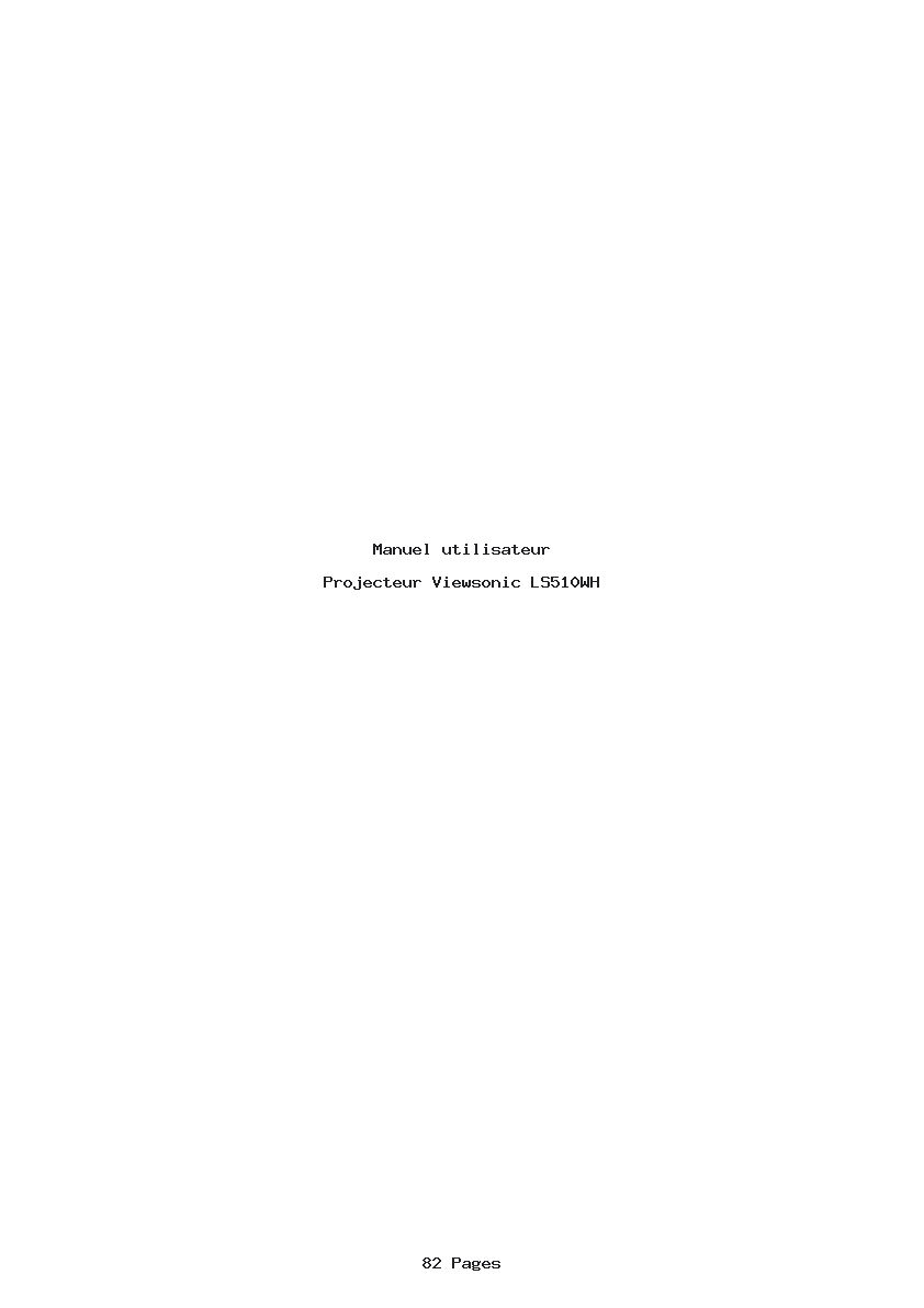 Page 1 de la notice Manuel utilisateur Viewsonic LS510WH