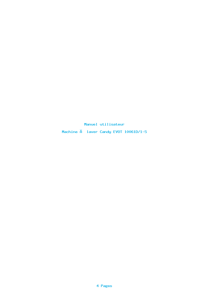 Page 1 de la notice Manuel utilisateur Candy EVOT 10061D/1-S