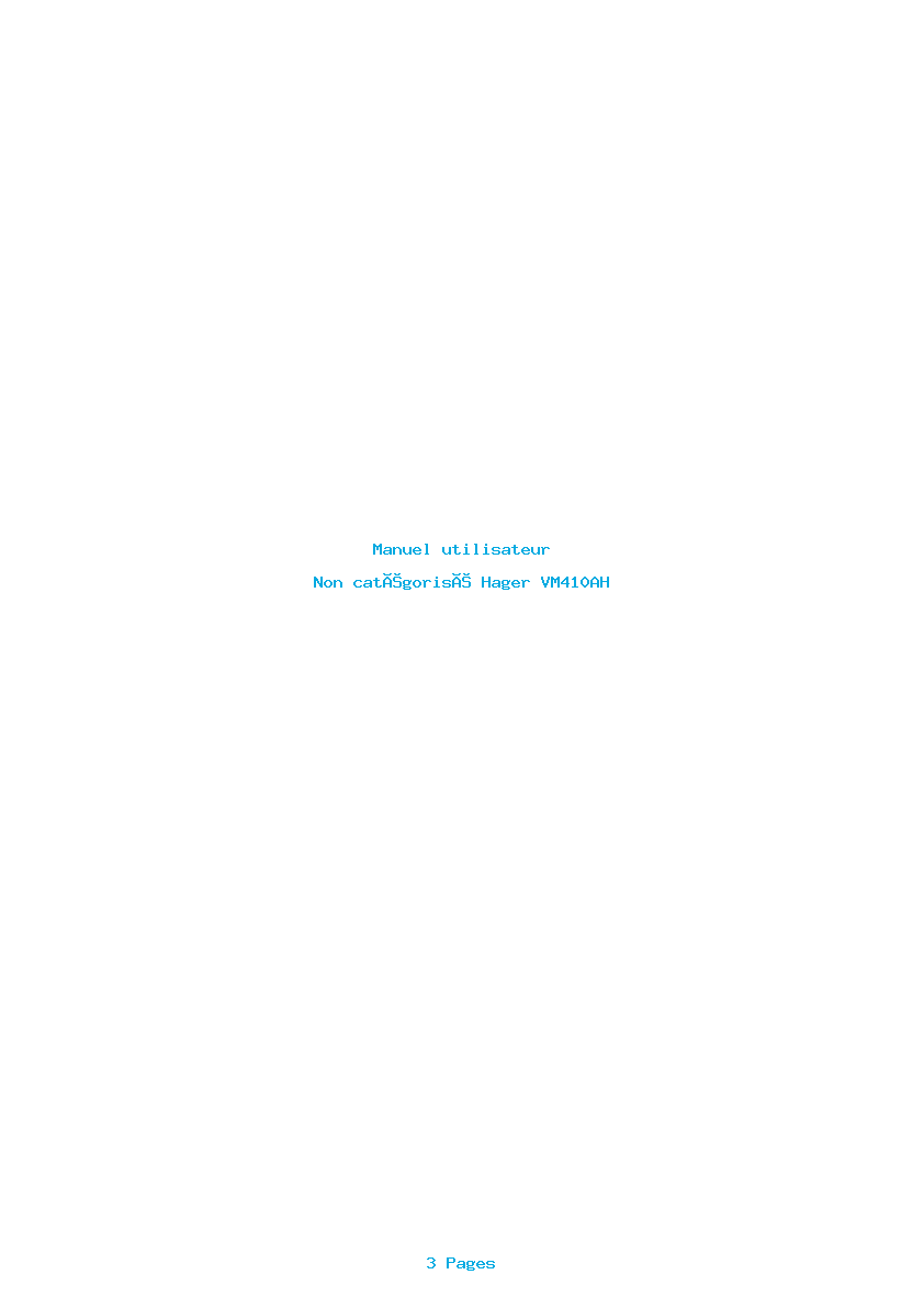 Page 1 de la notice Manuel utilisateur Hager VM410AH