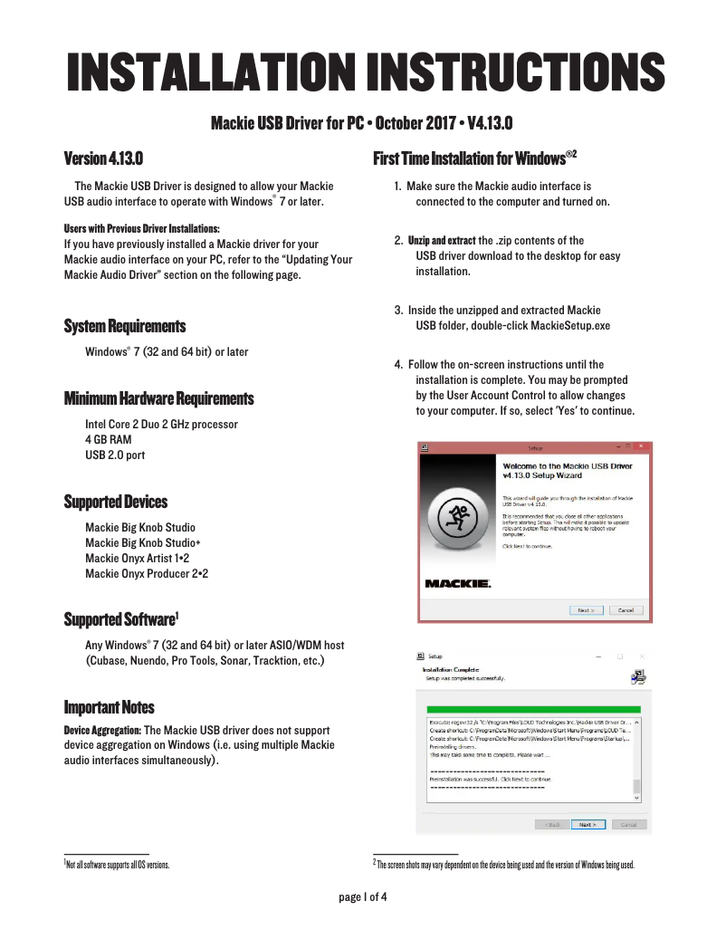 Page 1 de la notice Manuel utilisateur Mackie Onyx Producer 2.2