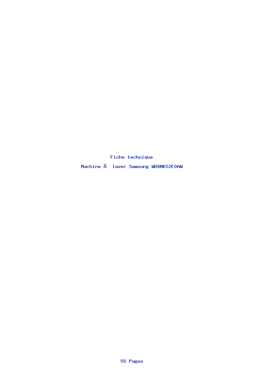 Page 1 de la notice Fiche technique Samsung WD8NK52E0AW