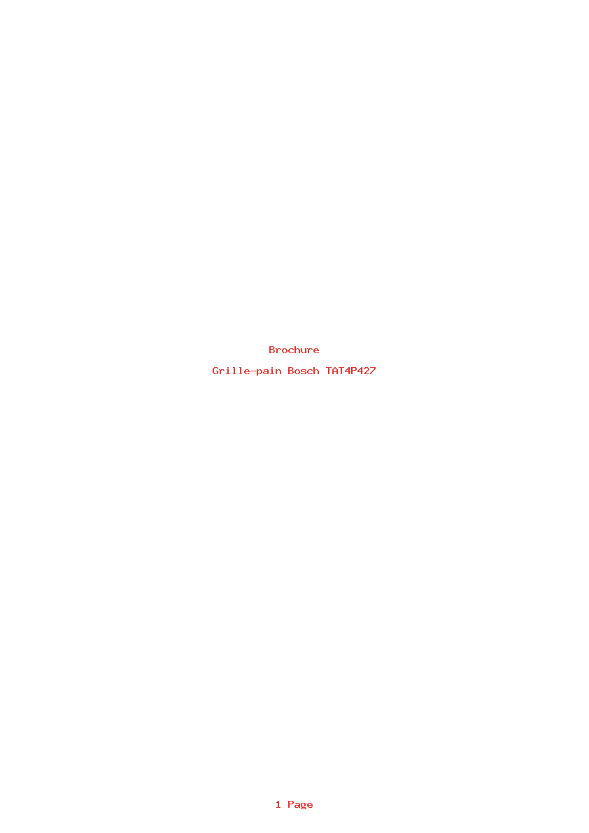 Page 1 de la notice Brochure Bosch TAT4P427