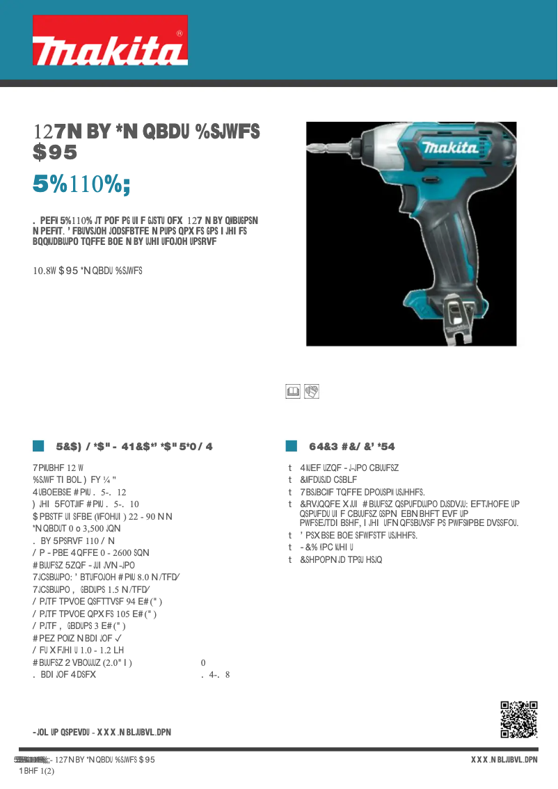 Page 1 de la notice Fiche technique Makita TD110DZ
