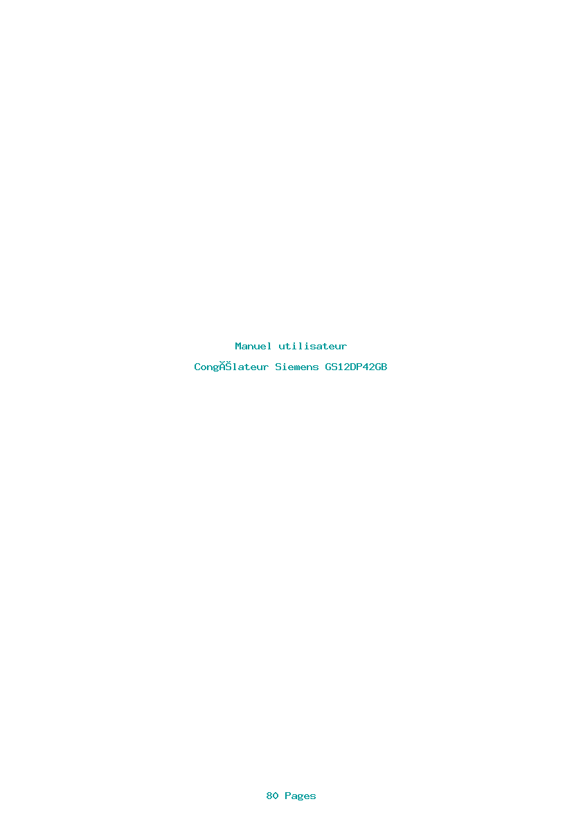 Page 1 de la notice Manuel utilisateur Siemens GS12DP42GB