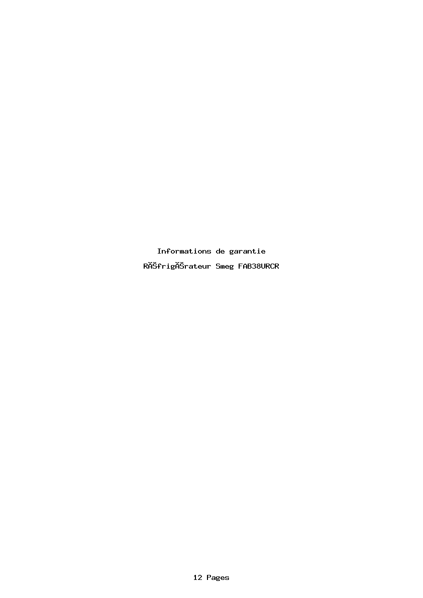 Page 1 de la notice Informations de garantie Smeg FAB38URCR
