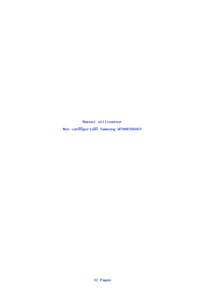 Page 1 de la notice Manuel utilisateur Samsung WT90B3560GY