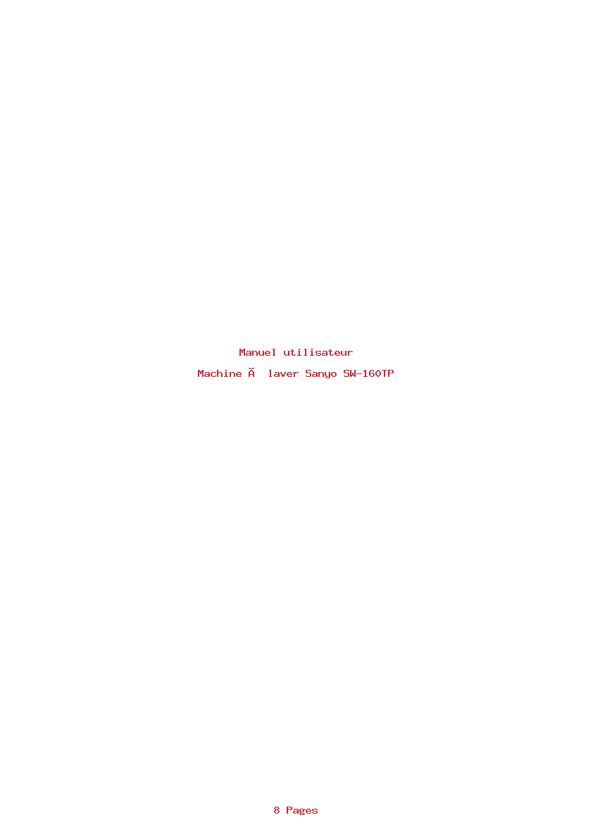 Page 1 de la notice Manuel utilisateur Sanyo SW-160TP