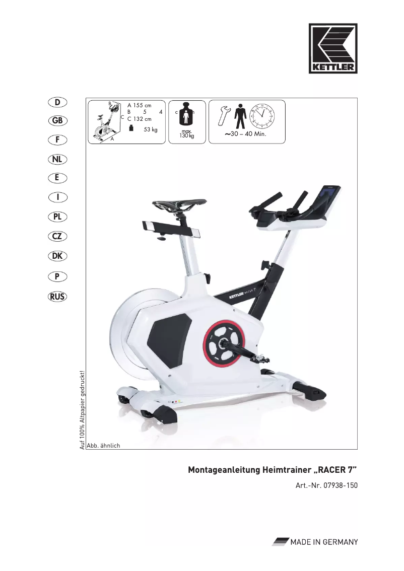 Página 1 del manual Manual de usuario Kettler Racer 7