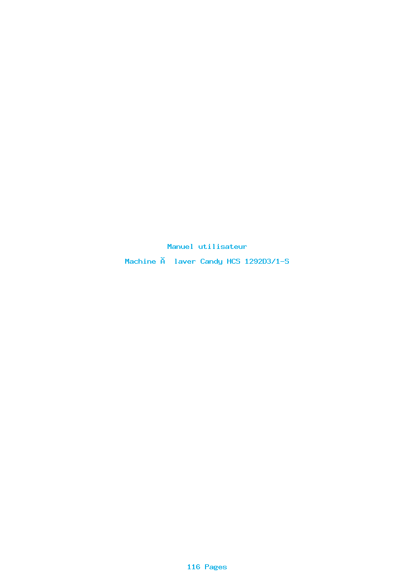 Page 1 de la notice Manuel utilisateur Candy HCS 1292D3/1-S