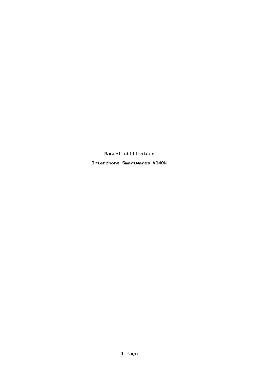 Page 1 de la notice Manuel utilisateur Smartwares VD40W
