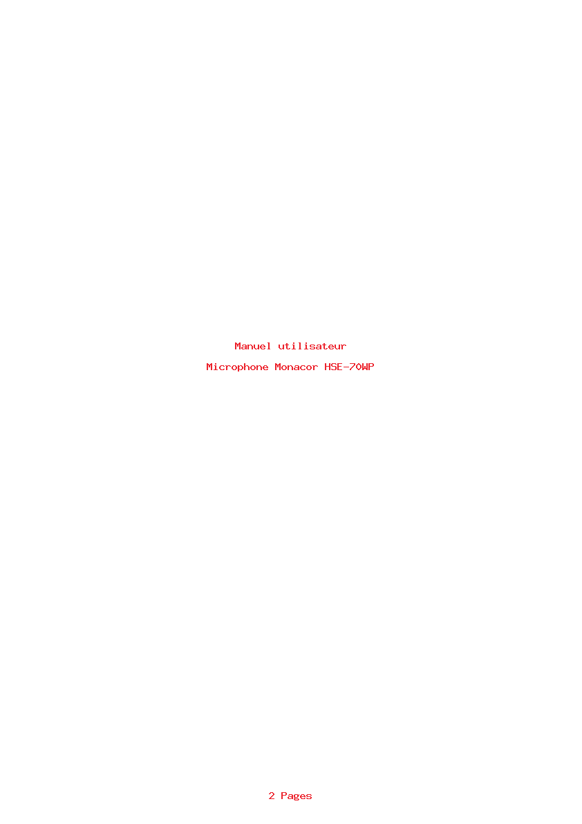 Page 1 de la notice Manuel utilisateur Monacor HSE-70WP