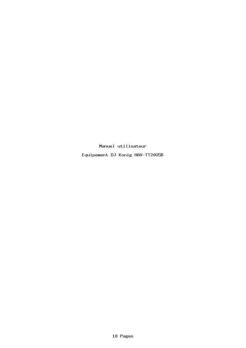 Page 1 de la notice Manuel utilisateur Konig HAV-TT20USB