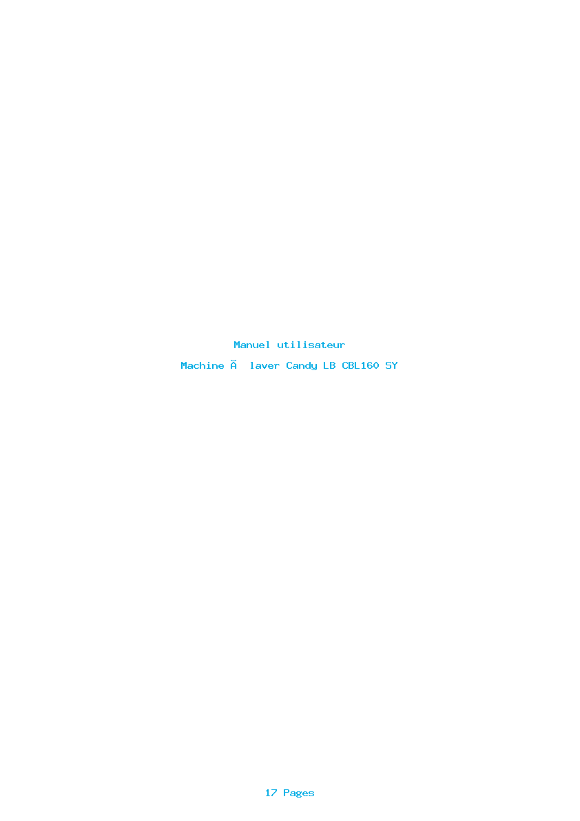 Page 1 de la notice Manuel utilisateur Candy LB CBL160 SY