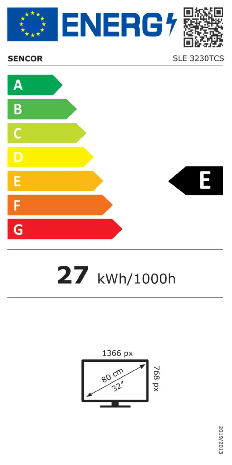 Página 1 del manual Etiqueta energética Sencor SLE 3230TCS