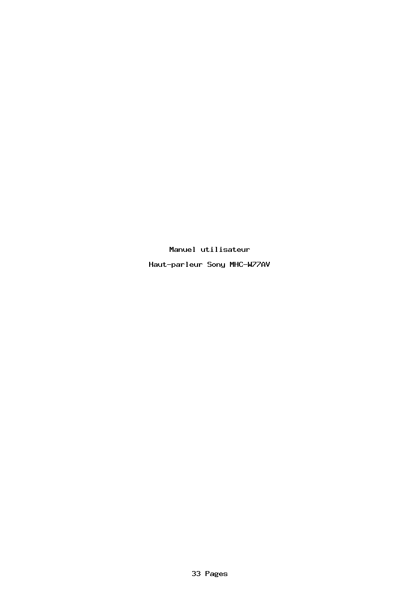Page 1 de la notice Manuel utilisateur Sony MHC-W77AV