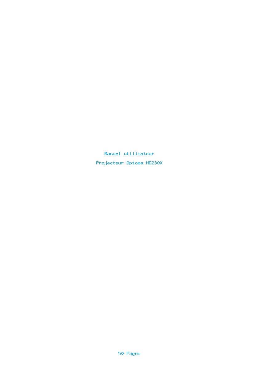 Page 1 de la notice Manuel utilisateur Optoma HD230X