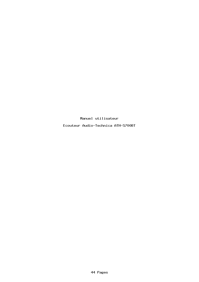 Page 1 de la notice Manuel utilisateur Audio-Technica ATH-S700BT