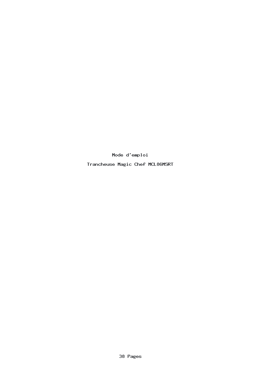 Page 1 de la notice Mode d'emploi Magic Chef MCL86MSRT
