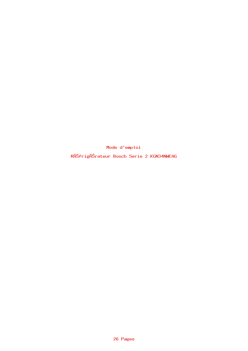 Page 1 de la notice Mode d'emploi Bosch Serie 2 KGN34NWEAG