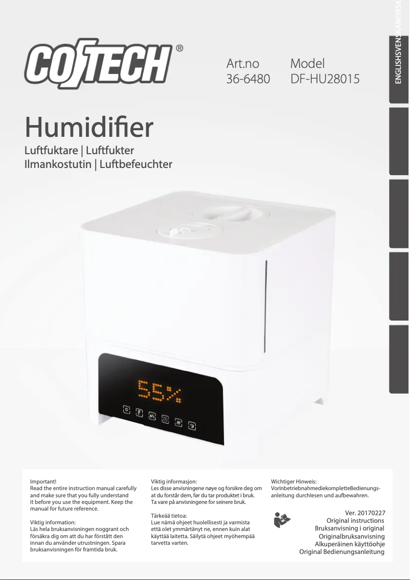 Página 1 del manual Manual de usuario Cotech DF-HU28015