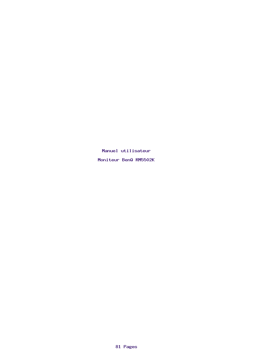 Page 1 de la notice Manuel utilisateur BenQ RM5502K