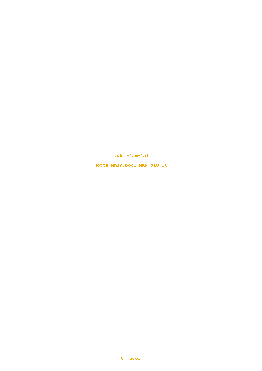 Page 1 de la notice Mode d'emploi Whirlpool AKR 810 IX