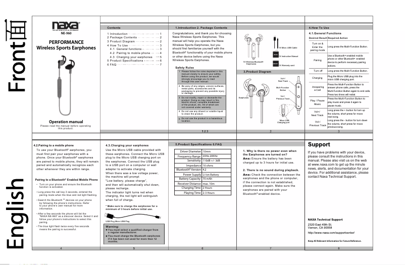 Page 1 de la notice Manuel utilisateur Naxa Performance NE-973