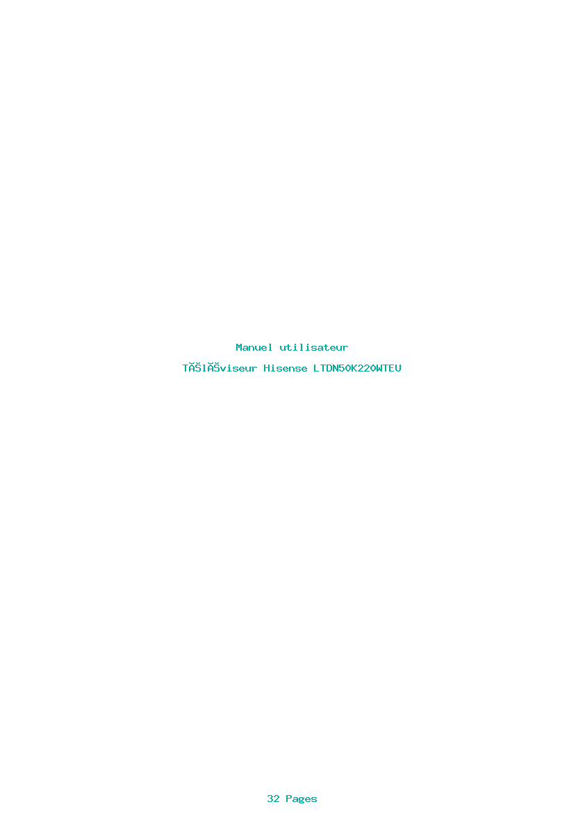 Page 1 de la notice Manuel utilisateur Hisense LTDN50K220WTEU