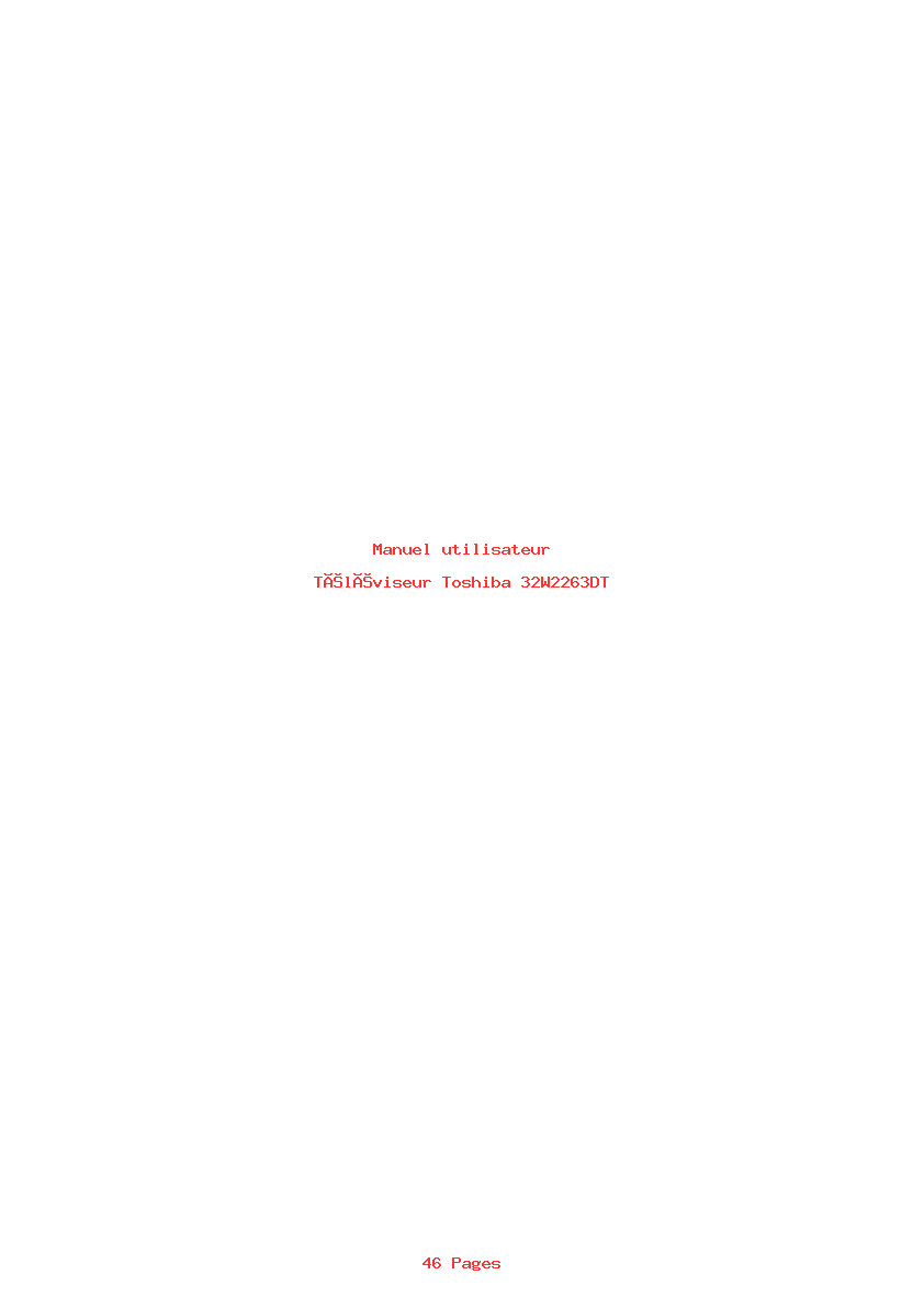 Page 1 de la notice Manuel utilisateur Toshiba 32W2263DT