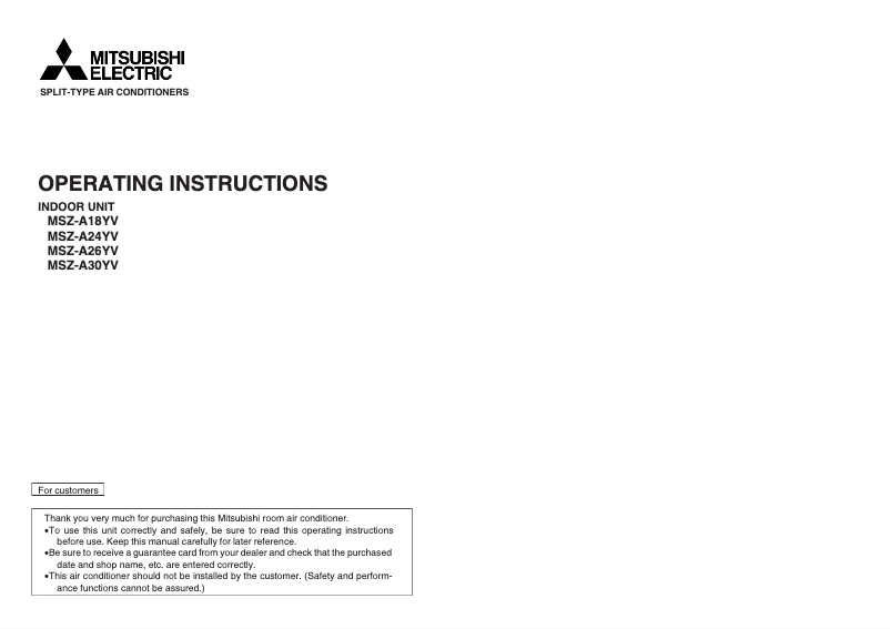 Página 1 del manual Manual de usuario Mitsubishi MSZ-A18YV