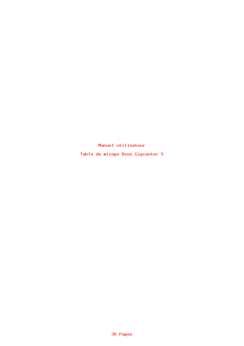 Page 1 de la notice Manuel utilisateur Boss Gigcaster 5
