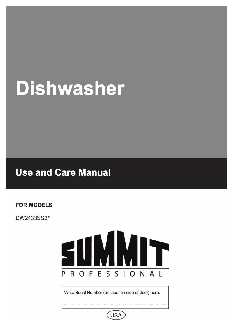 Page 1 de la notice Mode d'emploi Summit DW2433SS2ADA