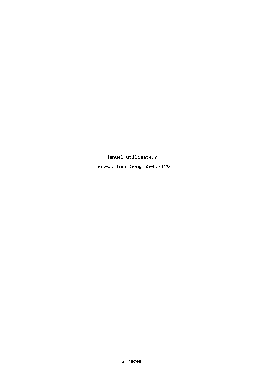 Page 1 de la notice Manuel utilisateur Sony SS-FCR120