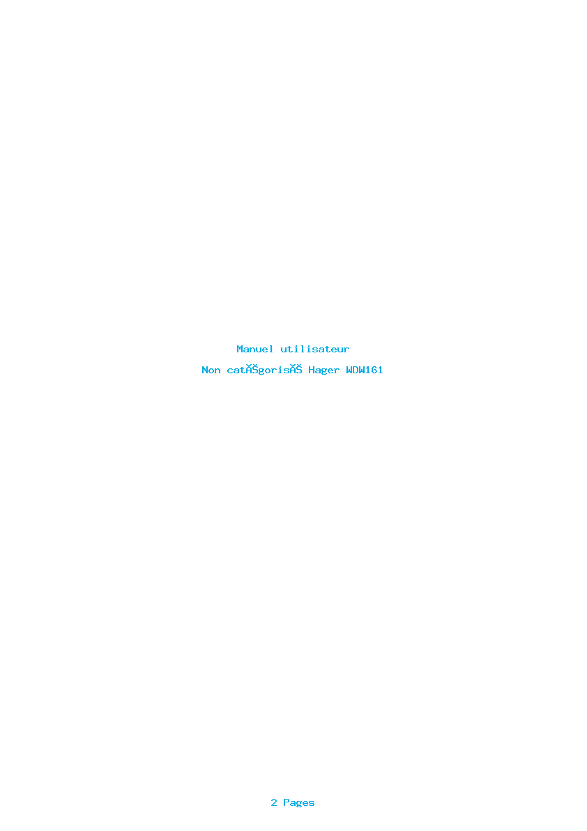 Page 1 de la notice Manuel utilisateur Hager WDW161