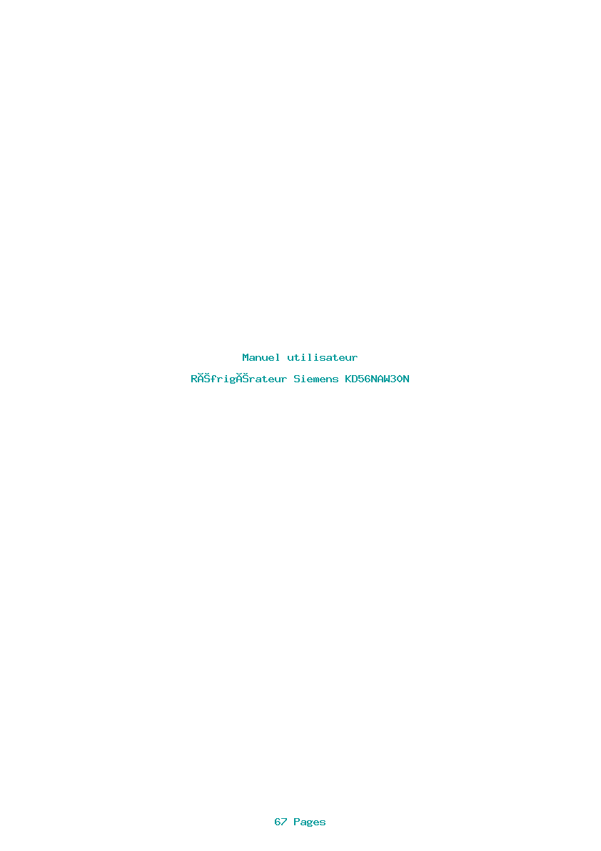 Page 1 de la notice Manuel utilisateur Siemens KD56NAW30N