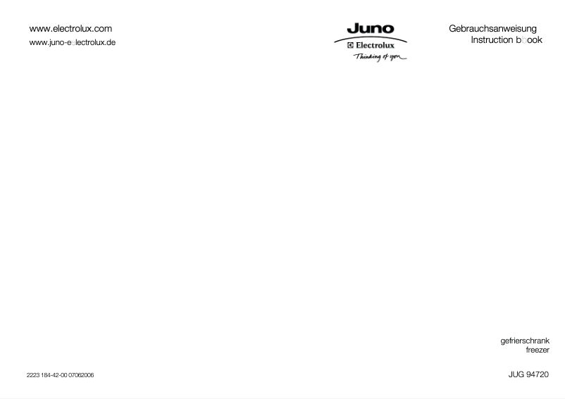 Page 1 de la notice Manuel utilisateur Juno Electrolux JUG94720