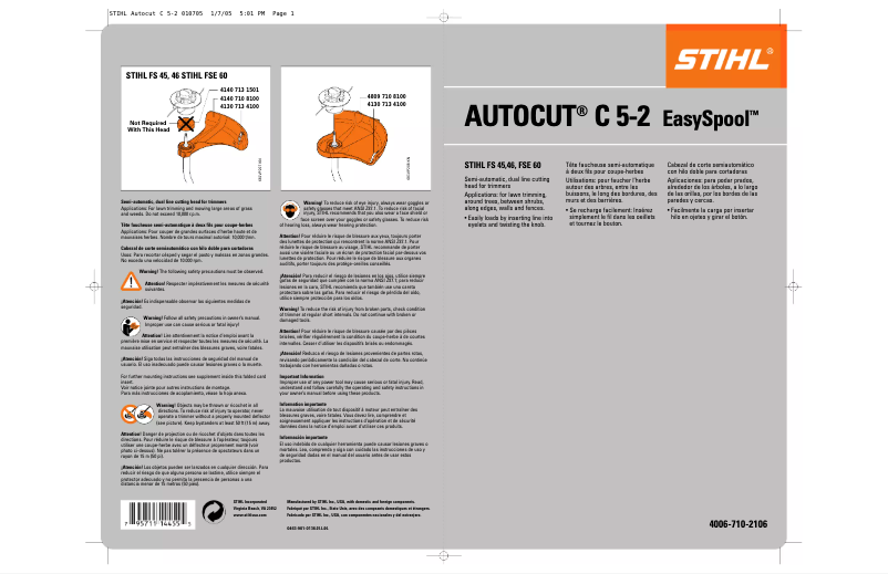 Page 1 de la notice Manuel utilisateur Stihl AutoCut C 5-2
