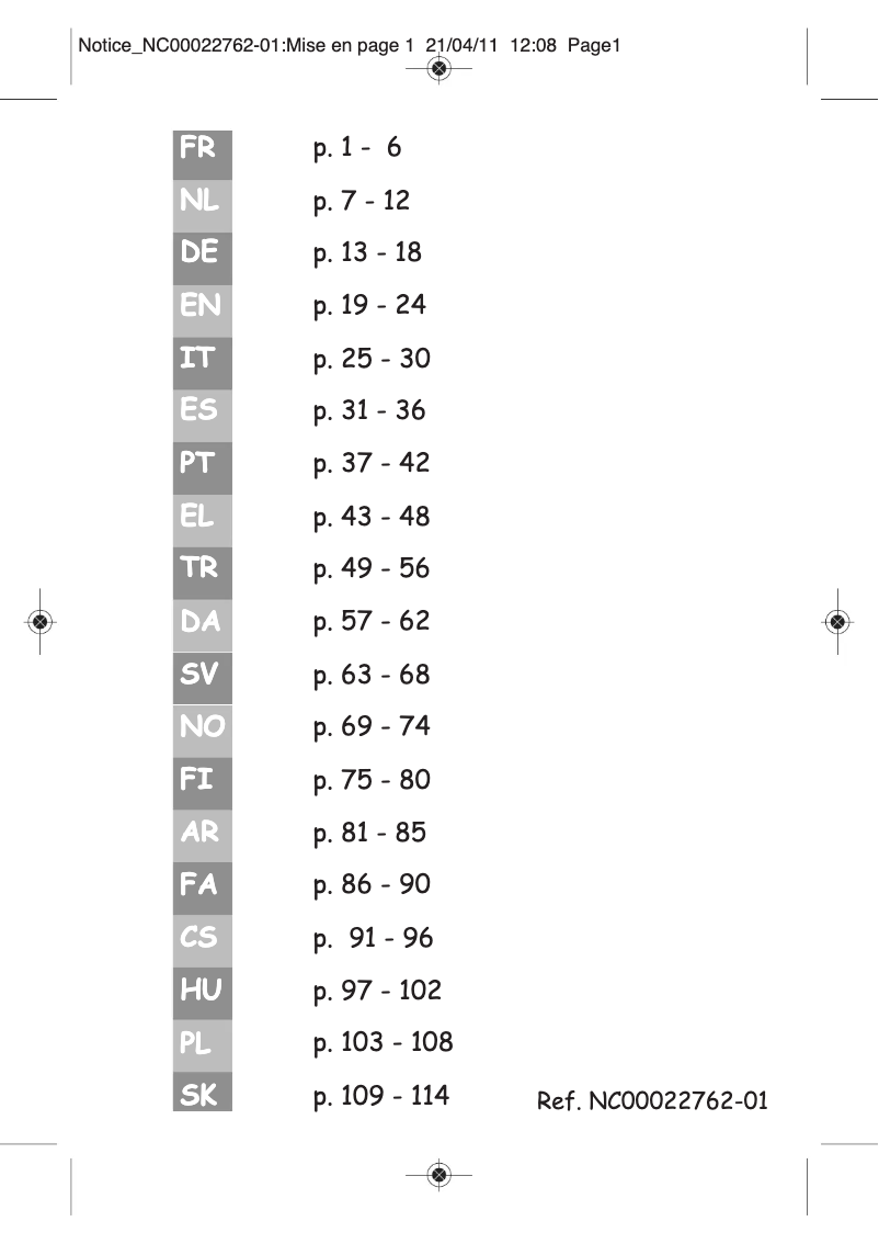 Page 1 de la notice Manuel utilisateur Moulinex CD100A