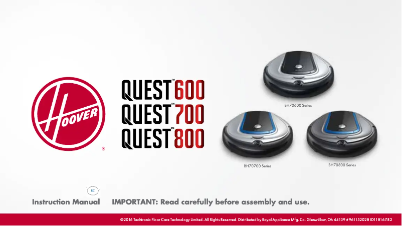 Page 1 de la notice Manuel utilisateur Hoover Quest 600