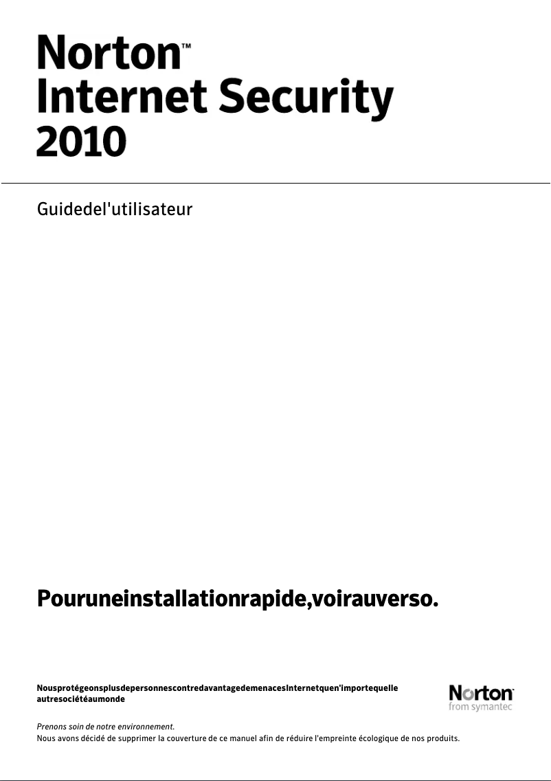 Page 1 de la notice Manuel utilisateur Symantec Norton Internet Security 2010