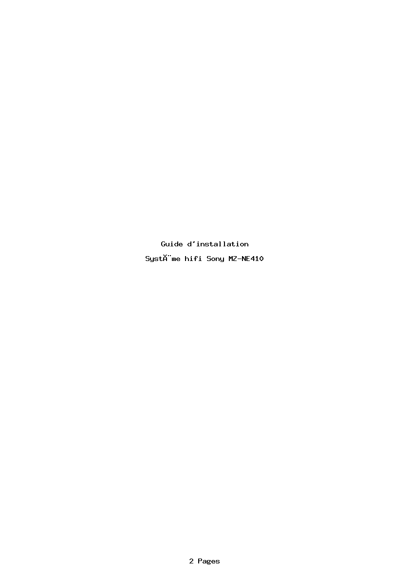 Page 1 de la notice Guide d'installation Sony MZ-NE410