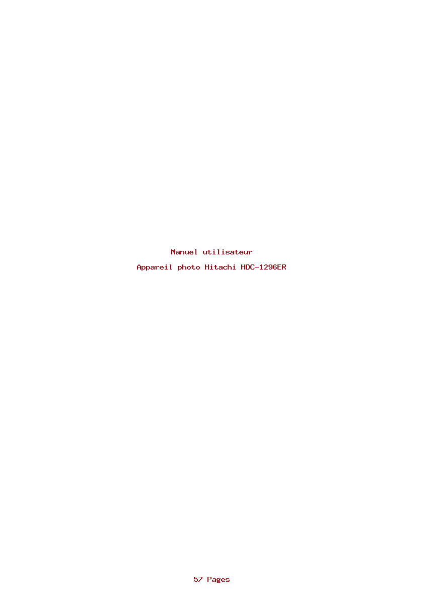 Page 1 de la notice Manuel utilisateur Hitachi HDC-1296ER
