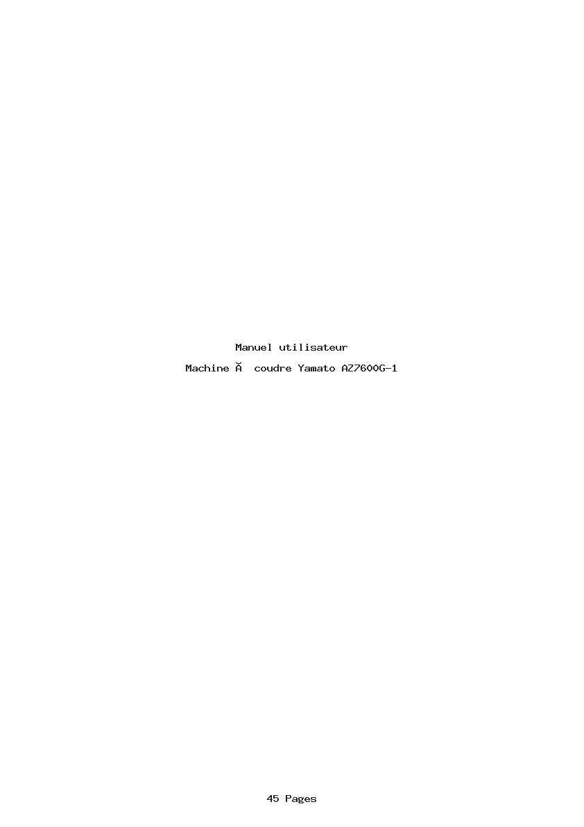 Page 1 de la notice Manuel utilisateur Yamato AZ7600G-1