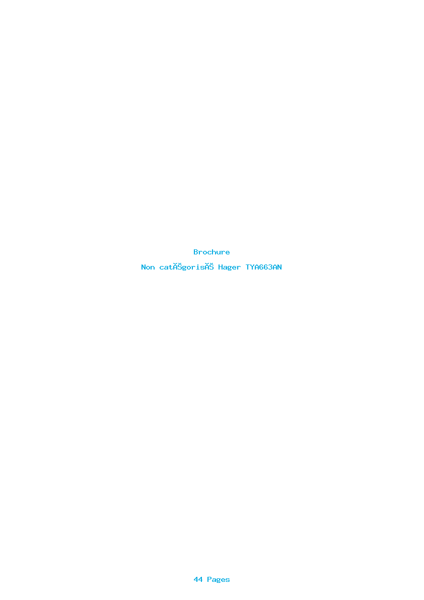 Page 1 de la notice Brochure Hager TYA663AN