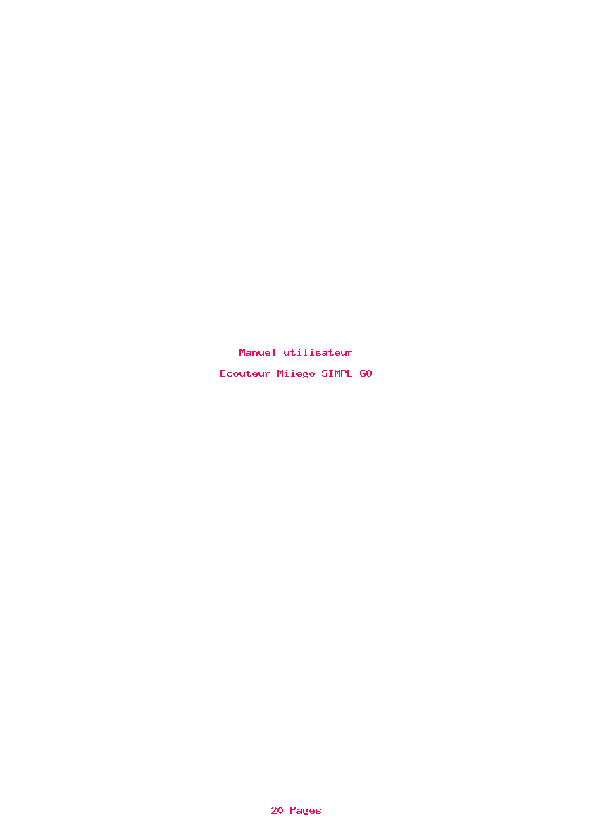 Page 1 de la notice Manuel utilisateur Miiego SIMPL GO