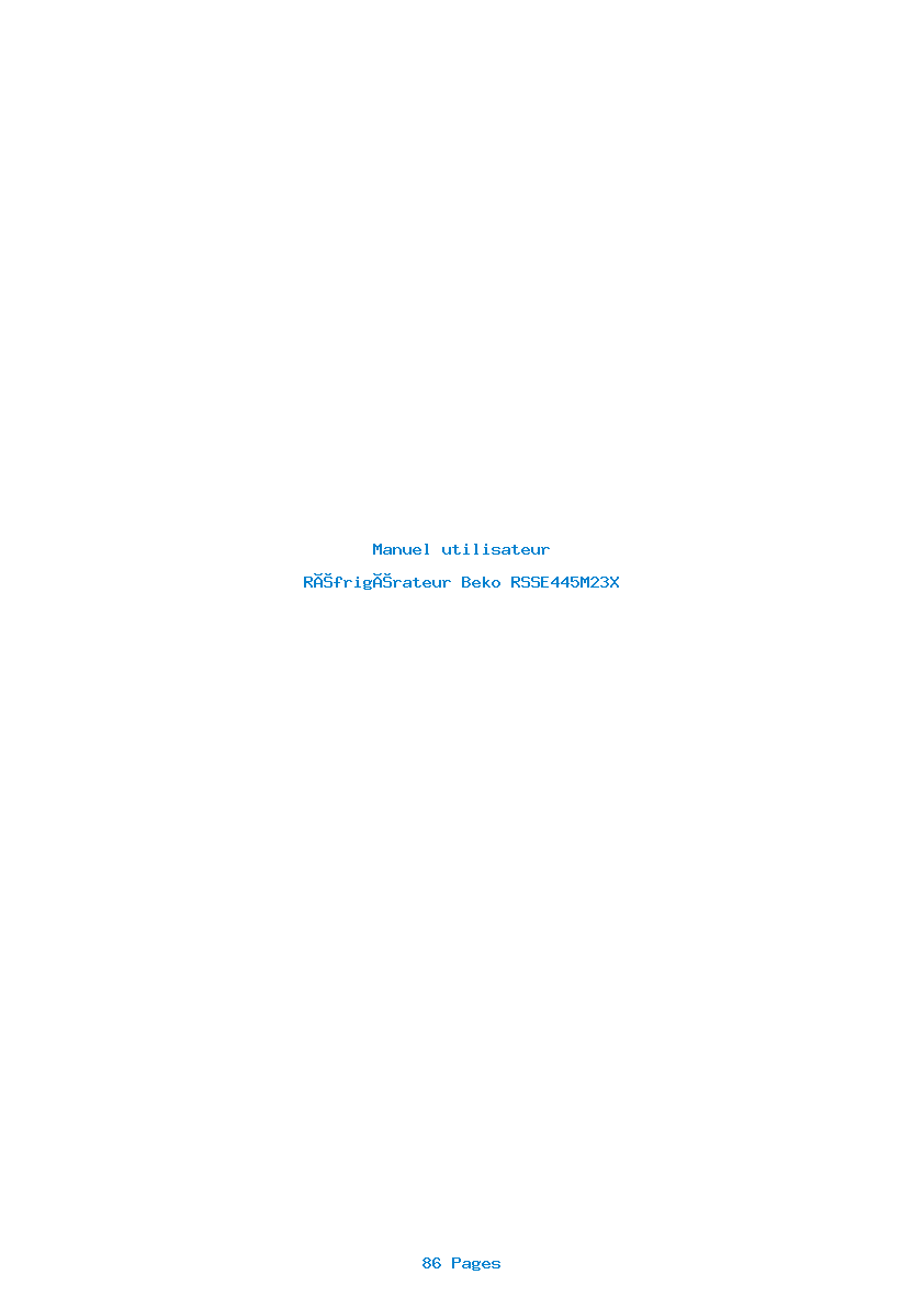 Page 1 de la notice Manuel utilisateur Beko RSSE445M23X