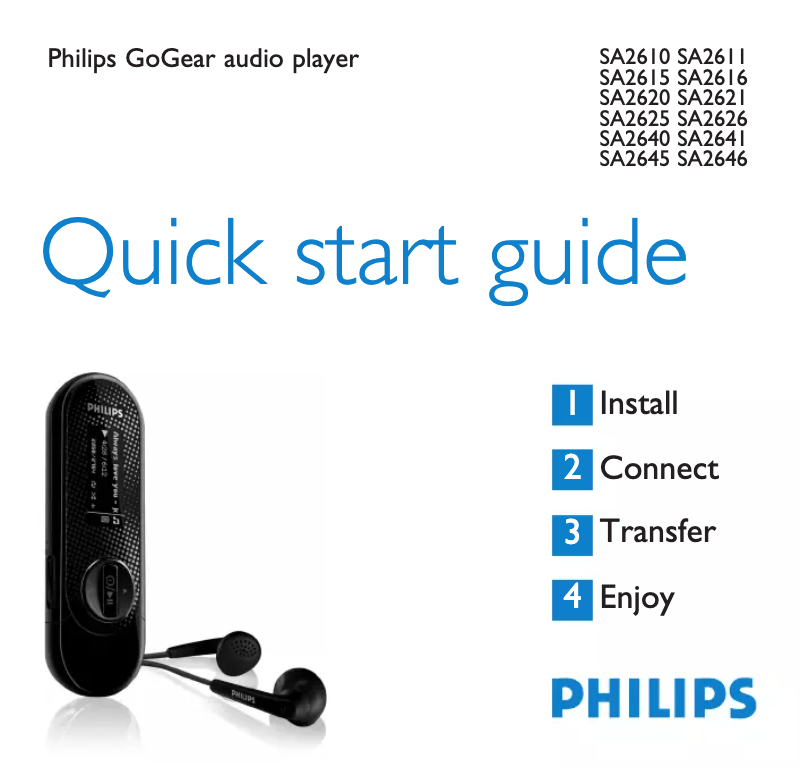 Page 1 of the manual Quick Start Guide Philips GoGear SA2620