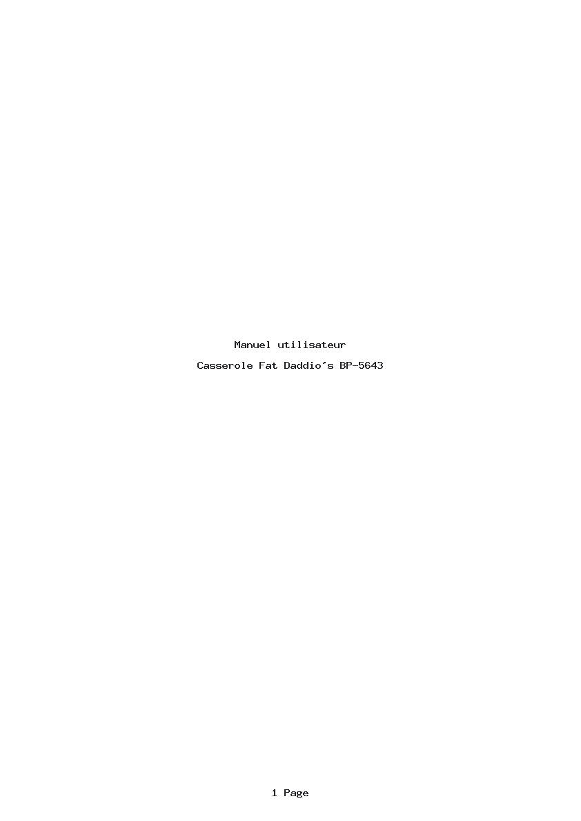 Page 1 de la notice Manuel utilisateur Fat Daddio's BP-5643